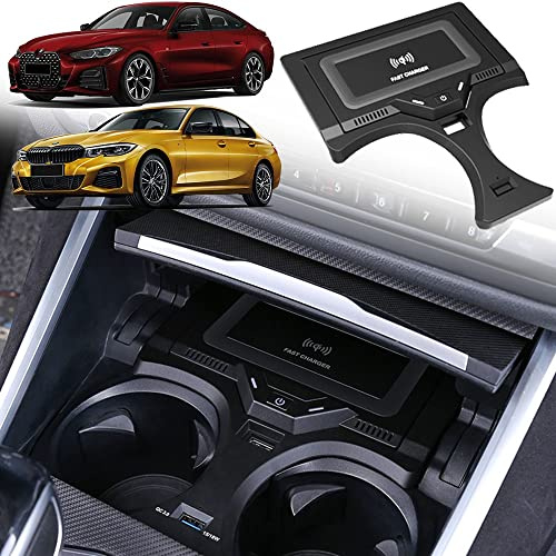 Kabelloses Ladegerät für BMW 3er 2019-2024 BMW 4er 2020-2024 2er 2022-2024 | 15W Schnellladendes Handy-Ladegerät für BMW G20 330i/330i xDrive/M340i/330e/ BMW G22 430i/430i xDrive/M440i xDrive-Zubehör
