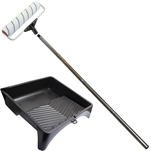 12 Paint Roller Floor Painting Kit with 15 Paint Tray & Extension Pole 0.95m DIY Home Improvement Painting Decorating