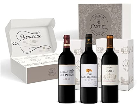 Coffret Cadeau - Vin Rouge - Coffret Bordeaux Dégustation : Les Hauts de Tour Prignac – Cru la Maqueline - Château du Lort - 3x75cl