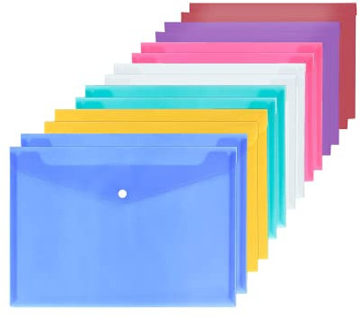 14 Pcs A4 Plastic Wallets File Folders Stationary Document Folders with Button