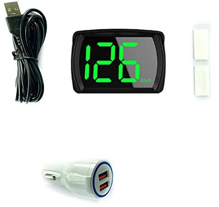 Auto HUD Headup Display KM/H MPH GPS Digitaler Tachometer mit LED-Display mit großer Schrift Autoladeadapter für Auto, LKW, SUV, Motorrad