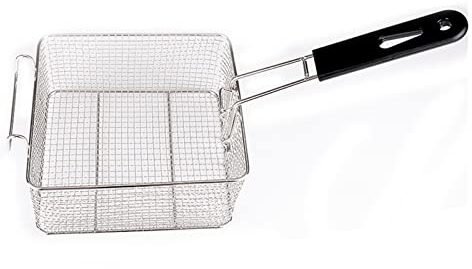 Cestello per Friggitrice Friggitrice in acciaio inox pensile Friggitrice for alimenti Cestello con manico in plastica Utensili da cucina rimovibili quadrati da cucina Cucchiaio per Schiumarola