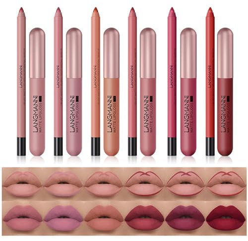 Layhou 12PCS Crayon à Lèvres Rouges à Lèvres, Durables et Imperméables, Rouges à Lèvres Liquides Mats Anti-adhésifs, Kit Lipgloss Liptints Cadeaux pour Femmes et Filles