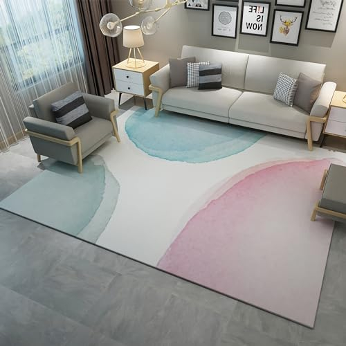 Teppich Teppich für Flur Teppich babyzimmer Junge Rosa Blau Minimalistisch Tinte Design Modern Dekorative Teppich büro deko 180x250cm