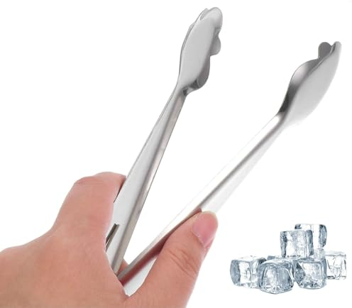 CHEFZOCO Pinzas para Hielo, Pinzas hostelería, Pinzas servir alimentos, Pinzas para cubitos de hielo, Pinzas para azúcar, pinzas para dulces, pinzas para servir, Acero inoxidable, 18.5 cm, 5404981