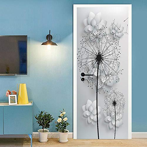 Türtapete Selbstklebend Blume 3d Türaufkleber Wandbilder Türposter Fototapete PVC DIY Türbild Vinyl Wasserdichte Entfernbar Mauer Aufkleber Zuhause Dekor B77 x H200cm