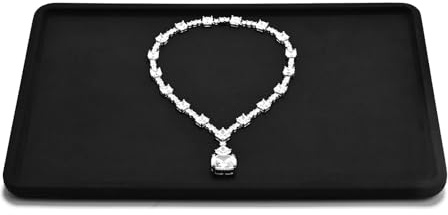 Papten Plateau De Rangement Professionnel Pour Bijoux(35x24x1,5 Cm) | Rangement empilable pour bagues/colliers/halières | Plateau de luxe noir avec surface antidérapante