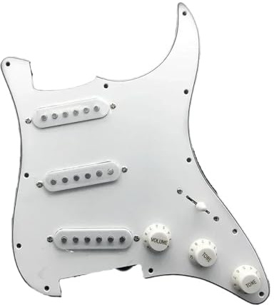 Pastillas de golpeador de guitarra Golpeador de guitarra eléctrica HSS de 11 agujeros placa protectora SSH y tornillos compatibles con piezas de guitarra ST opción de 21 colores(White)