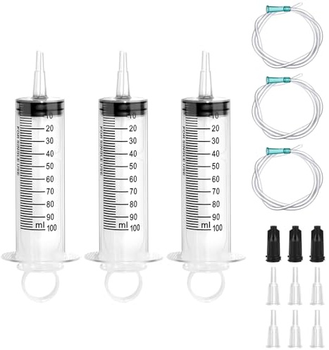 3 Stück Spritzen 100ml, Spritze mit Schlauch,Dosierspritze mit Adapter,große spritze,einwegspritzen 100ml, Kunststoff Spritze für Wissenschaftslabore Garten Industrie und Fabriken