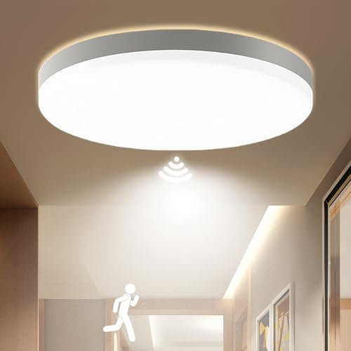 BORDEAG 2 Pcs Led Deckenleuchte Mit Radar Bewegungsmelder, 22cm, 20w Rgb Farbwechsel Led, Weiß, Für Schlafzimmer, Wohnzimmer, Badezimmer, Kinderzimmer