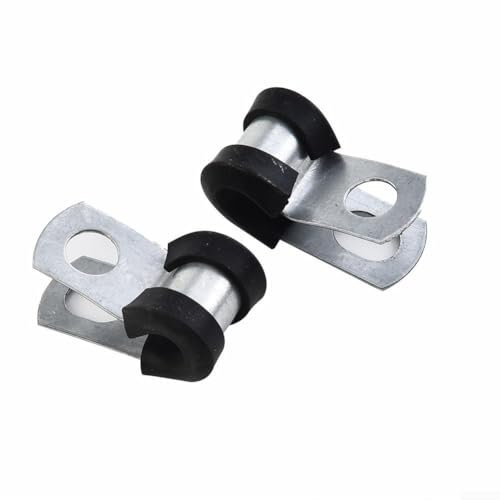 Pack of 12 Small Pipe Clamp P Clips for Brake Pipes, Rubber Insulated Wire Clamps, Stainless Steel Pipe Clips