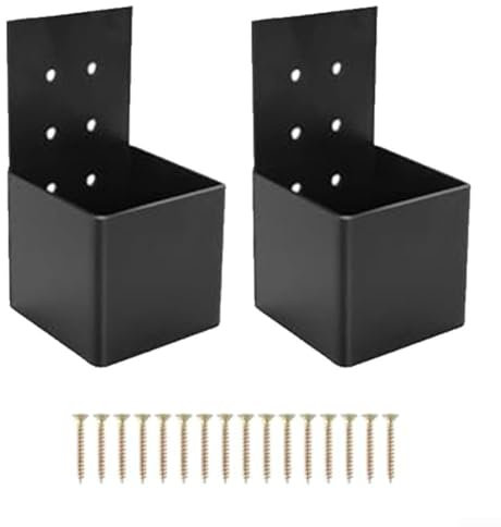 Set di connettori per pergola in acciaio nero resistente, kit di staffe per gazebo con staffa angolare a 3 vie per pali in legno 4 x 4 (2 pezzi)