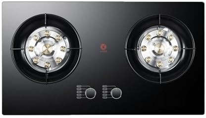 Gas Stove,2 Cooktop Desktop and Embedded Dual-use 5.2KW NG/LPG,Gas Hob 9 Copper Burners with Flameout Protection,Gas Cooker for Outdoor Camping Home(NG)