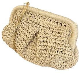 AMENGJ Bolso de Mano de Mujer Bolso Bandolera de Paja Tejida for Mujer, Bolso de Playa Tipo Bandolera(Beige)