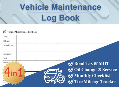 Vehicle Maintenance Log Book: Undated Service & Repair History & Checklist for Cars and Trucks incl. Oil Change and Tire Mileage | 100 Pages, 8.25 x 6