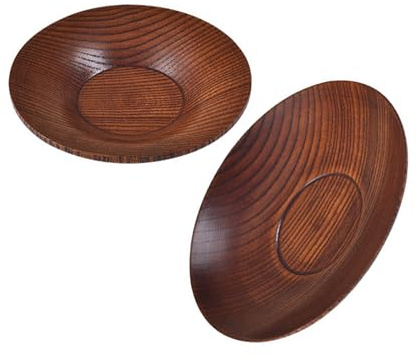 Lot de 2 assiettes rondes en bois pour collations, assiettes à salade, cuisine, service pour collations, desserts, soucoupes