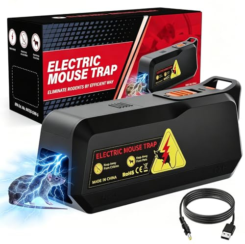 Elektrische Rattenfalle, 1800V Elektrische Mausefalle für Kleine Mäuse Drinnen, Rattenfallen Schlagfallen Testsieger,Geeignet für Haus,Lagerraum,Küche,Wohnzimmer,Büro,Garag
