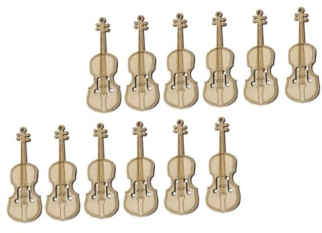 Mini Violon en Bois 12 Pièces Beige pour Décoration de Mini-Maison | Ornement Musical, Usage DIY et Travaux Manuels en Maternelle, Finition Résistante et Écoresponsable