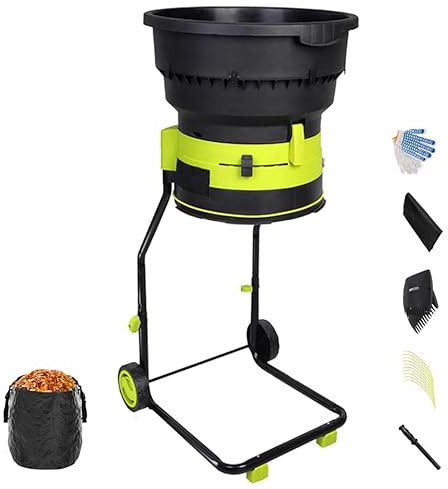 DIUNAOZI Modern Electric Leaf Shredder Bladeless System Leaf Mulcher Portable Garden Chipper Upto 17:1 Mulch Ratio, Adjustable Coarseness for Wet/Dry Leaves, Grass & Pine Needles 30mpowercable