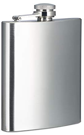 Relaxdays Flachmann 200 ml, Edelstahl, 7 oz, Taschenflachmann mit Schraubverschluss, Silber