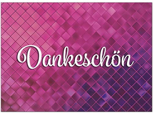 10 schöne Dankeskarten (Abstrakt pink) mit 10 Umschlägen im Set - Danksagungskarten, Danke sagen nach Hochzeit, Geburt, Baby, Taufe, Geburtstag, Kommunion, Konfirmation, Jugendweihe, Weihnachten