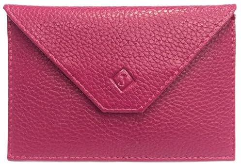 LOLUNA® Pochette Format enveloppe pour Papier Voiture, Carte Grise, permis Conduire Tout en Cuir Plusieurs Couleur Homme et Femme (Fuchsia)
