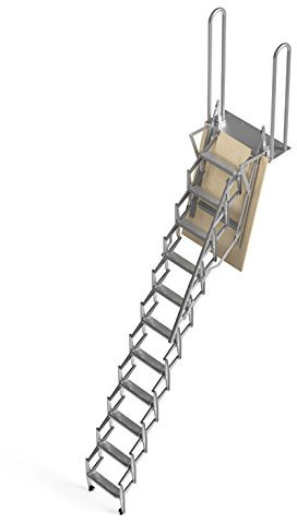 Mister Step UP Scherentreppe für Zwischengeschosse: 70x100 mehrschichtige Holzluke (H 250 cm.)