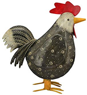 Exner dekoratives Dekohuhn Garten-Huhn Garten-Deko schwarz-bunt Metall bemalt