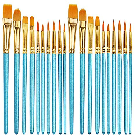 Paint Brushes, 20 Pcs Face Paint Brushes for Children Watercolor, Acrylic and Oil Painting Suitable for Decorations, Models, Figurines, Nail Art