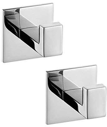 Melairy Gancio Quadrato Autoadesivo In Acciaio Inox 304 Per Bagno Opaco Per Cappotto Porta Accessori Da Bagno Senza Viti 2PCS (Cromo)