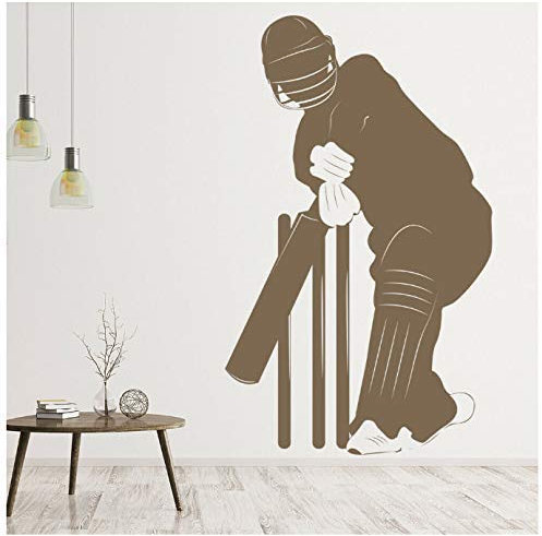 Cricket Sport Wandaufkleber Übungsraum Vinyl Wandaufkleber Spielzimmer Dekoration Zubehör Wohnzimmer 42X68Cm
