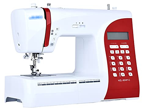 LKZL Näh- und Stickmaschine, Sicheres Nähzeug, 197 Integrierte Stiche, LCD Bildschirm, Einfach Zu Bedienen und Zu Speichern, Kinder, Frauen, Haushalt und Reisen (Color : Red)