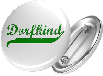Hellweg Druckerei Button Dorfkind Vintage Ansteck Pin 59mm für echte Dorfkinder Geschenk Idee für Freunde und Familie