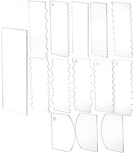 Coloch 14Pcs Acrylic Cake Scraper Cake Decorating Comb, 11Pcs Clear Icing Frosting Buttercream Smoother Scraper with 3Pcs Soft Cake Smoother Scraper for Different Shapes of Cake Edges