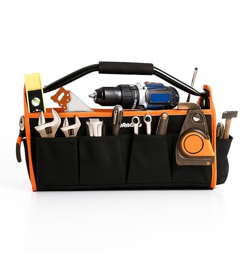 Professional Grade Tool Bag, 16-inch with Waterproof Design, 14 Pockets, Tubular Handle with Foam Grip, Adjustable Shoulder Strap, and Collapsible Design - Store Your Tools with Confidence | Waterproof Design, Tubular Handle with Foam Grip, Adjustable Shoulder Strap, Collapsible Design, Store Your Tools