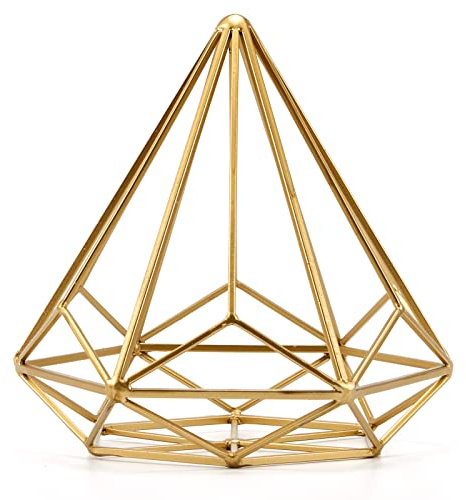 HLQMFHT 6 inches-Bright Gold Iron Sphere-Diamond Shape, Geometric Sculpture Decorative Sphere,Tabletop Decorations for Living Room, Study，Bedroom，Modern Home Decor Accents