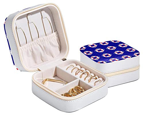 Schmuck-Aufbewahrungsbox, Reise-Schmucketui, nautisch, Rettungsring, Blau für Frauen und Mädchen