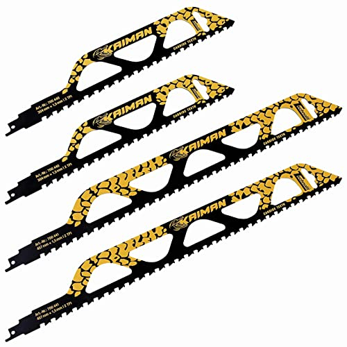 TECHNOLIT Säbelsägeblatt KAIMAN 4 Stück, für Poroton, Porenbeton, Ziegel, Ytong 2 TPI-Verzahnung, Hartmetall (304/457 x 1.5 x 51 mm)