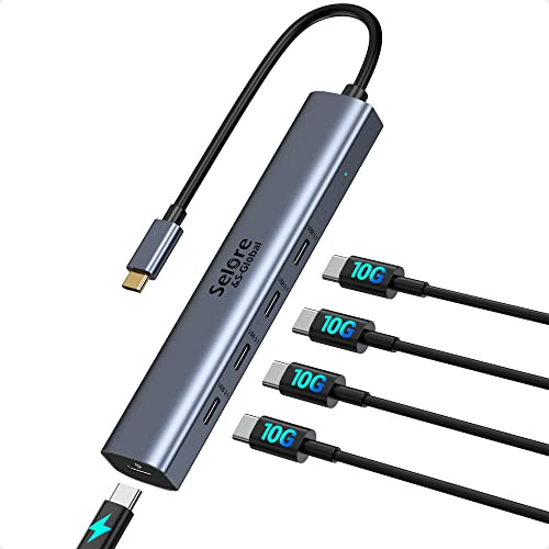 10Gbps USB-C Hub, 5-Port USB-C Splitter with 100W Power Delivery, Multiport Adapter for Laptops, USBC Hub for MacBook Pro/Air M2/M1, iPad, Dell, HP, Samsung