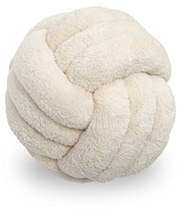 Koomuao Knotenkissen, Plüsch-Knoten-Ball-Kissen Geknotetes Kissen Sherpa Rund Weicher Knoten Ball Kissen Dekor Sofa Kissen für Schlafzimmer Wohnzimmer (28cm, Milchig weiß)