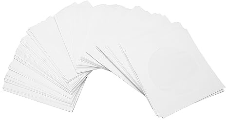 100-pack Cd-dvd-fodral, Dammtäta Skivfodral med Genomskinligt Fönster, Premium Vitt Papper, Tjocka, återanvändbara Kuvert för Ca 8 Cm 3,15 Tum Skiva