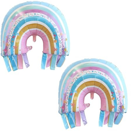 Luftballon Regenbogen 2 Stück Regenbogen Geburtstagsdeko Riesig Ballon | Regenbogen Quasten Luftballons regenbogen Themen Party Deko Folienballon Kinder Geburtstag Party Dekoration