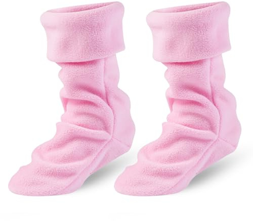 Fadcaer Chaussettes de bottes de pluie pour enfants avec doublure chaude en hiver Chaussettes de pluie en polaire pour enfants Doublure de bottes de pluie pour garçons et filles (Rose 15cm)