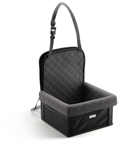 Gütewerk Hunde Autositz für Mittlere und Kleine Hunde, Hunde Zubehör, Stabiler Autositz Hund für Vordersitz, Stabiler & Faltbarer Hundesitz Auto, Hundeautositz Mittelgroß mit Sicherheitsleine