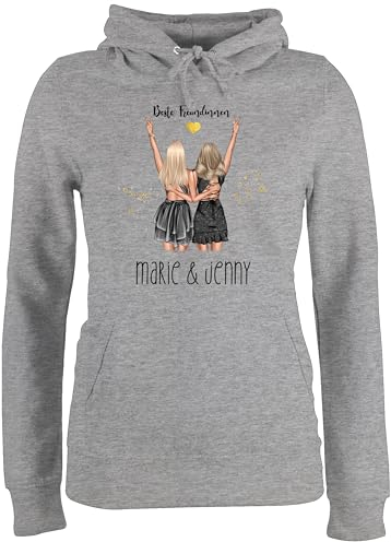 Pullover Damen Hoodie Frauen - Party Freundinnen Geschenk Beste Freundin Geschenkidee Best Friends I Schwestern I Mädels Freundschaft I Geburtstag I Weihnachten - L - Grau meliert