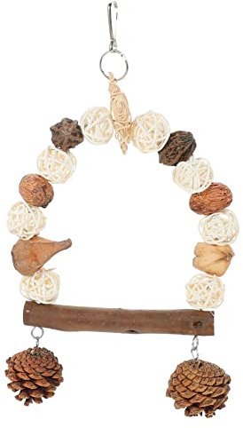 FRCOLOR pappagallo giocattolo da masticare per uccelli, giocattolo da masticare per gabbie per uccelli, giocattolo per animali domestici, giocattolo per, frutta, altalena, pigne in legno