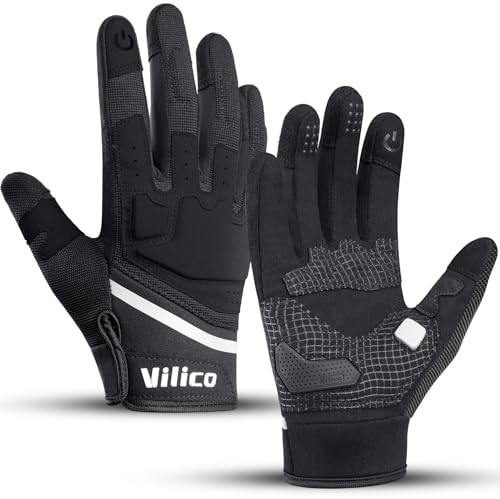 Vilico Motorradhandschuhe Sommer, Motorrad Handschuhe Herr Damen Touchscreen, Taktische Handschuhe für Airsoft Motocross Fahrrad-Schwarz, Größe L