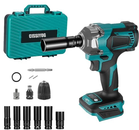 Akku Schlagschrauber Kompatibel mit Makita 18V Batterie, 700 Nm 1/2 Zoll Bürstenloser Schlagschrauber Akku Schraubenschlüssel mit 6 Stecknüsse für Auto Reifenwechsel (ohne Akkus und Ladegerät)