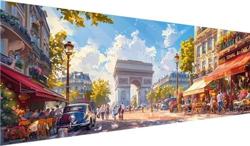 Paris Diamond Painting Groß XXL 230x90cm, Basteln Erwachsene Diamond Painting Set, 5D DIY Landschaft Diamant Painting Bilder Erwachsene, Diamond Painting Set mit Zubehör für Zimmer Wanddeko, Geschenke