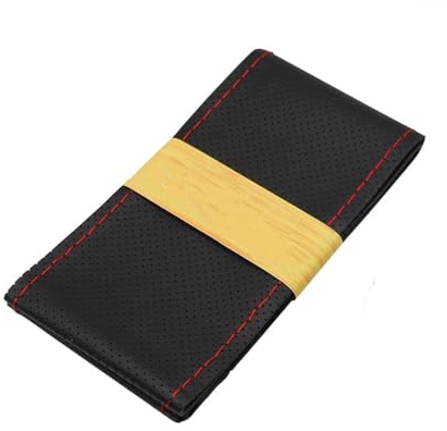 Generisch Auto Lenkradbezug Lenkradbezug Aus Echtem Leder Für Auto LKW Bus DIY Handgefertigt 42 cm 45 cm 47 cm 50 cm Lenkradschutz(Black red line,42cm)